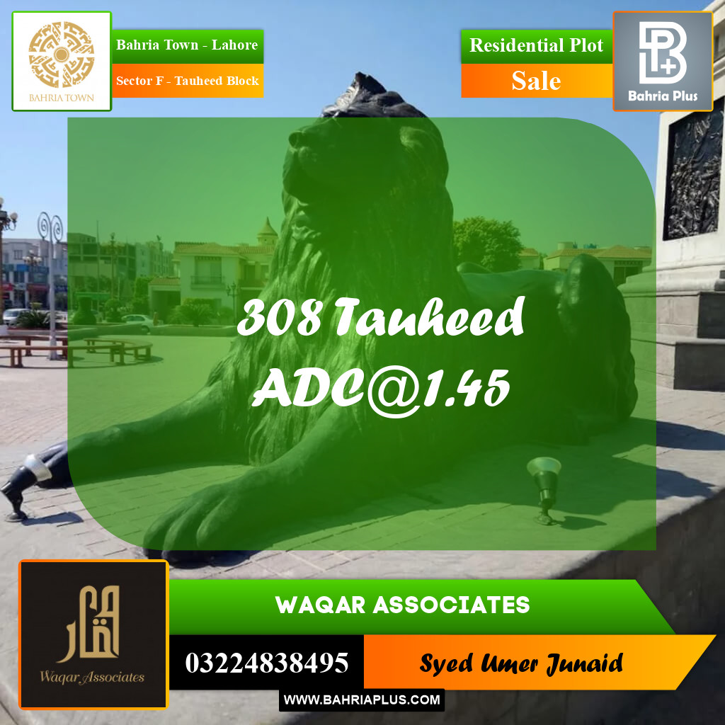 Residential Plot for Sale in Sector F - Tauheed Block -  Bahria Town, Lahore - (BP-204989)