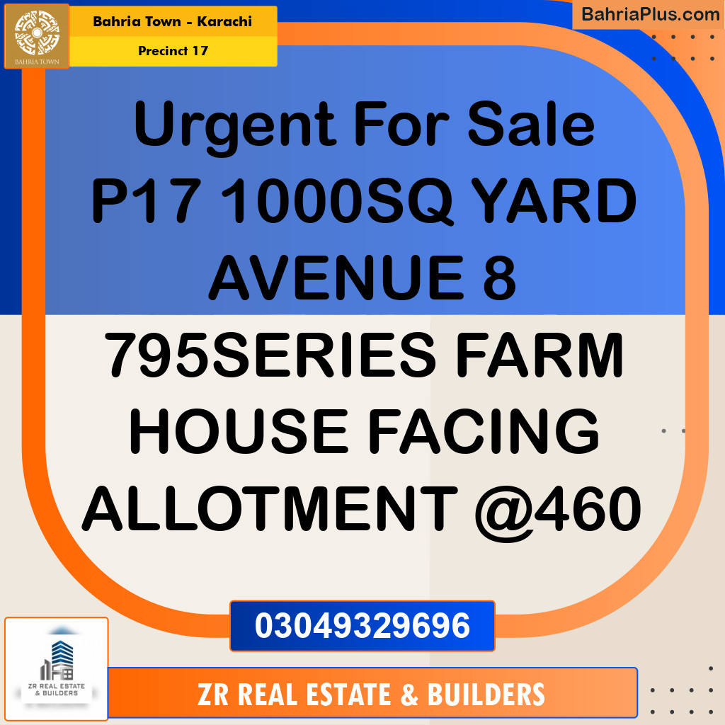 1000 Sq. Yards Residential Plot for Sale in Precinct 17 -  Bahria Town, Karachi - (BP-205004)