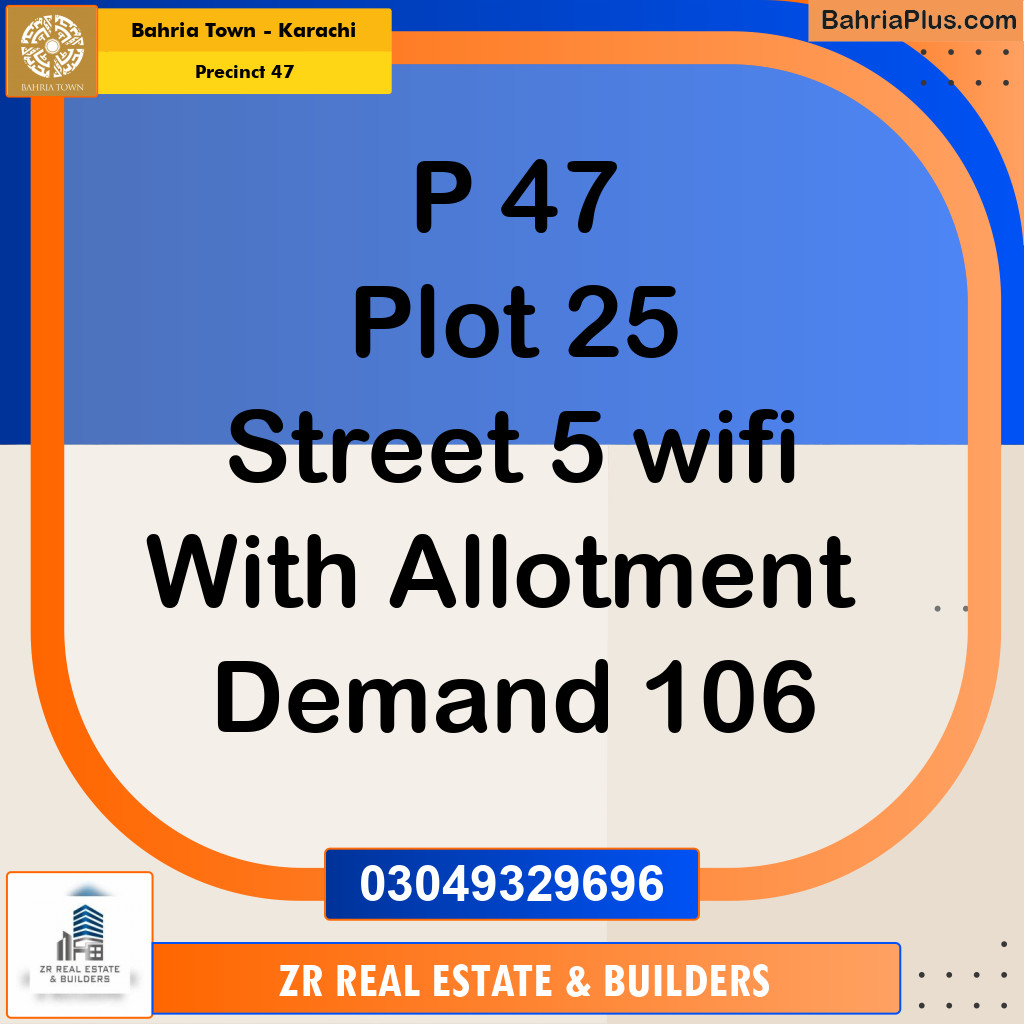 250 Sq. Yards Residential Plot for Sale in Precinct 47 -  Bahria Town, Karachi - (BP-205007)