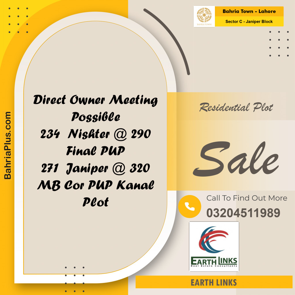 1 Kanal Residential Plot for Sale in Sector C - Janiper Block -  Bahria Town, Lahore - (BP-205028)