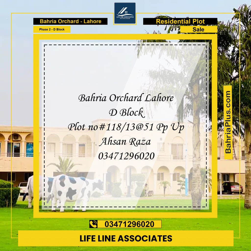 5 Marla Residential Plot for Sale in Phase 2 - D Block -  Bahria Orchard, Lahore - (BP-205052)