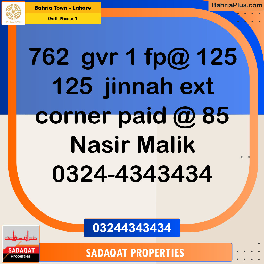 10 Marla Residential Plot for Sale in Golf Phase 1 -  Bahria Town, Lahore - (BP-205063)