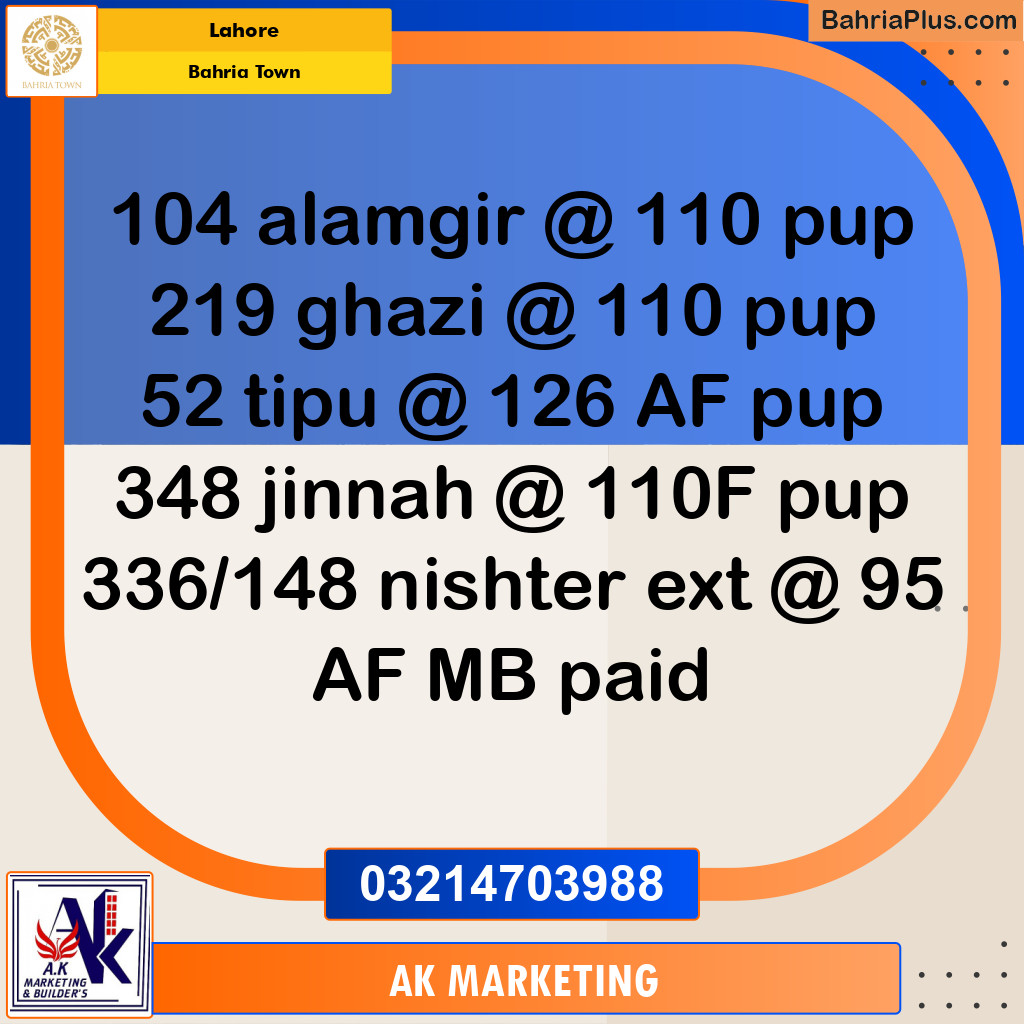 Residential Plot for Sale in Bahria Town, Lahore - (BP-205085)