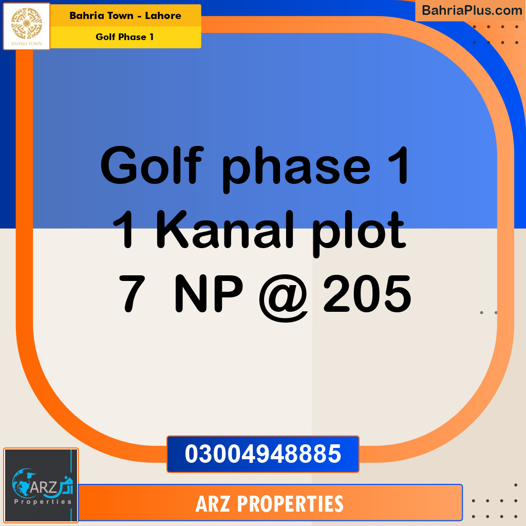 Residential Plot for Sale in Golf Phase 1 -  Bahria Town, Lahore - (BP-205098)