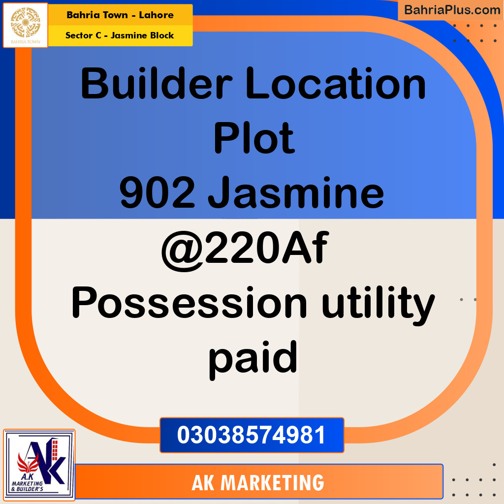 10 Marla Residential Plot for Sale in Sector C - Jasmine Block -  Bahria Town, Lahore - (BP-205106)