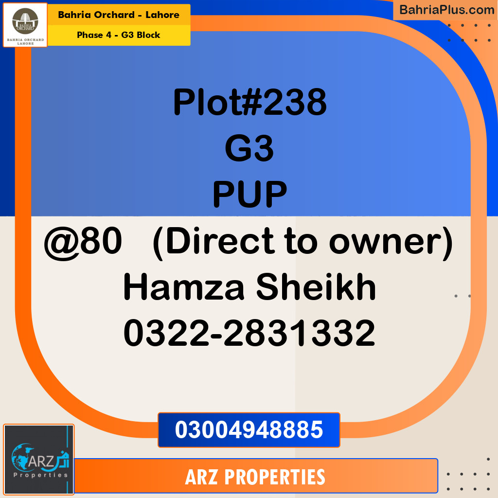 Residential Plot for Sale in Phase 4 - G3 Block -  Bahria Orchard, Lahore - (BP-205107)