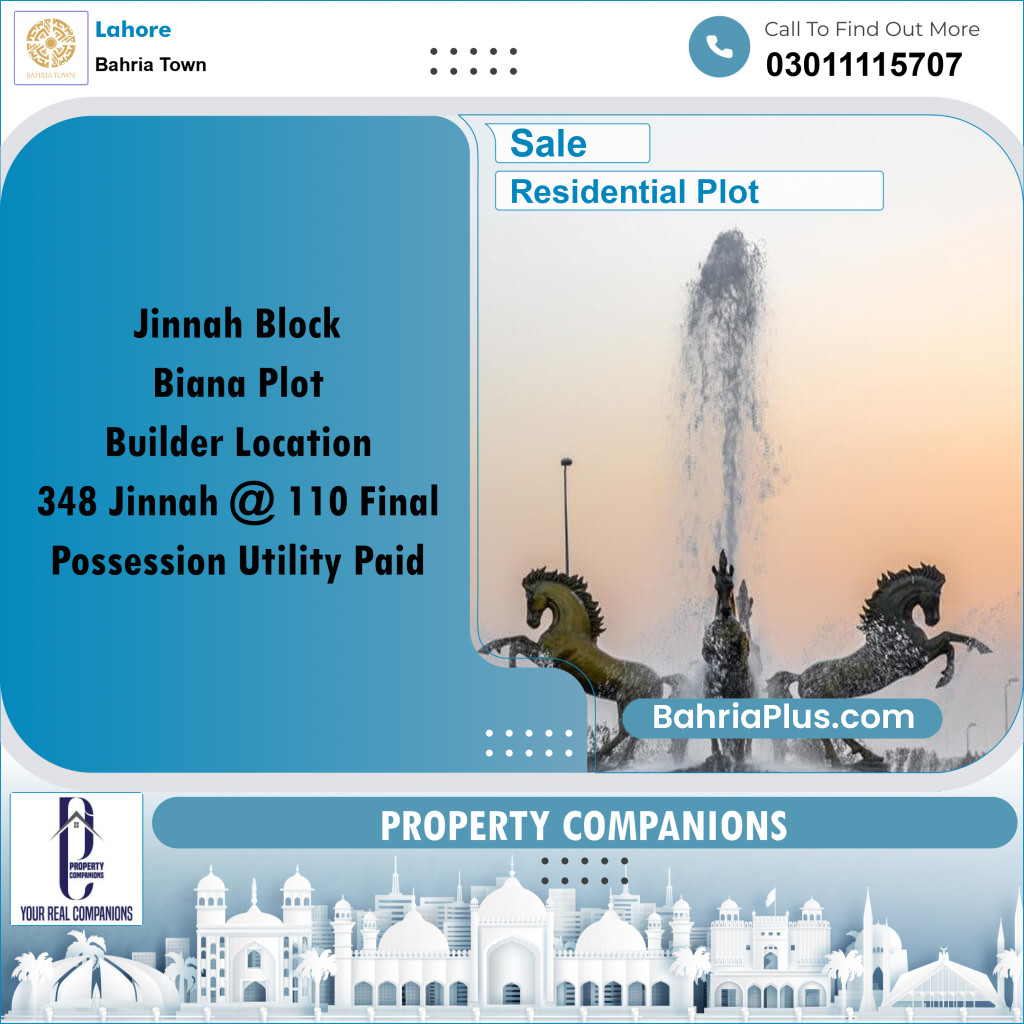 Residential Plot for Sale in Bahria Town, Lahore - (BP-205109)