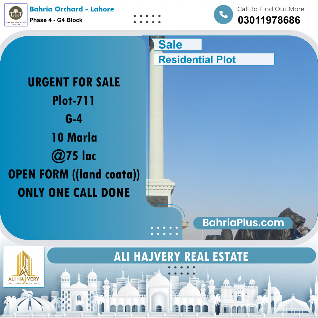 10 Marla Residential Plot for Sale in Phase 4 - G4 Block -  Bahria Orchard, Lahore - (BP-205154)