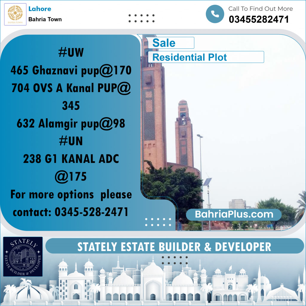 Residential Plot for Sale in Bahria Town, Lahore - (BP-205165)