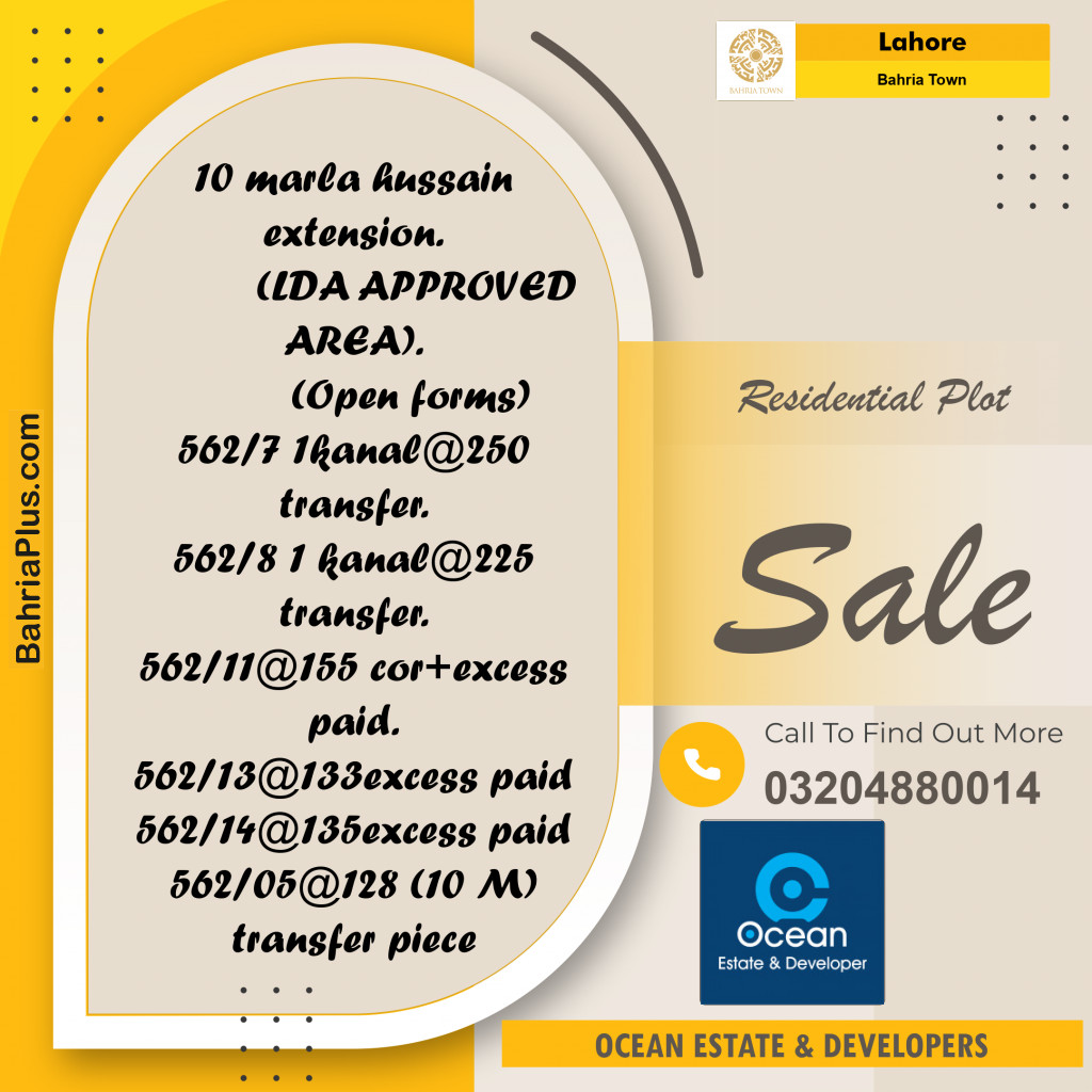 Residential Plot for Sale in Bahria Town, Lahore - (BP-205173)