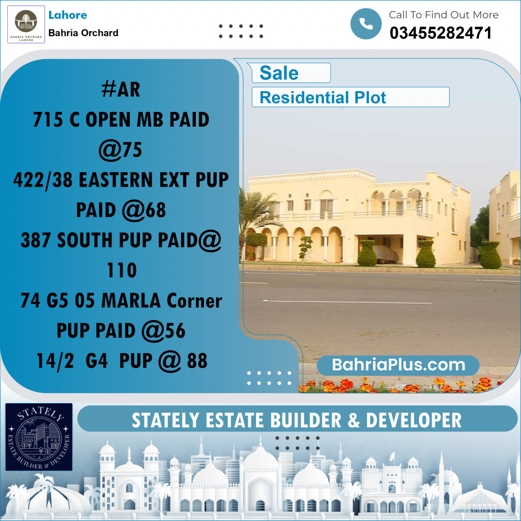 Residential Plot for Sale in Bahria Orchard, Lahore - (BP-205190)