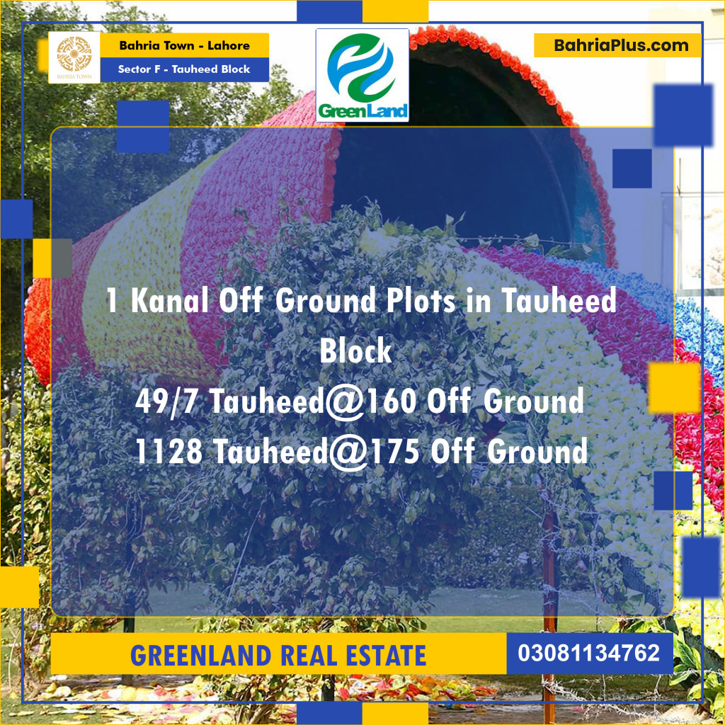 1 Kanal Residential Plot for Sale in Sector F - Tauheed Block -  Bahria Town, Lahore - (BP-205211)