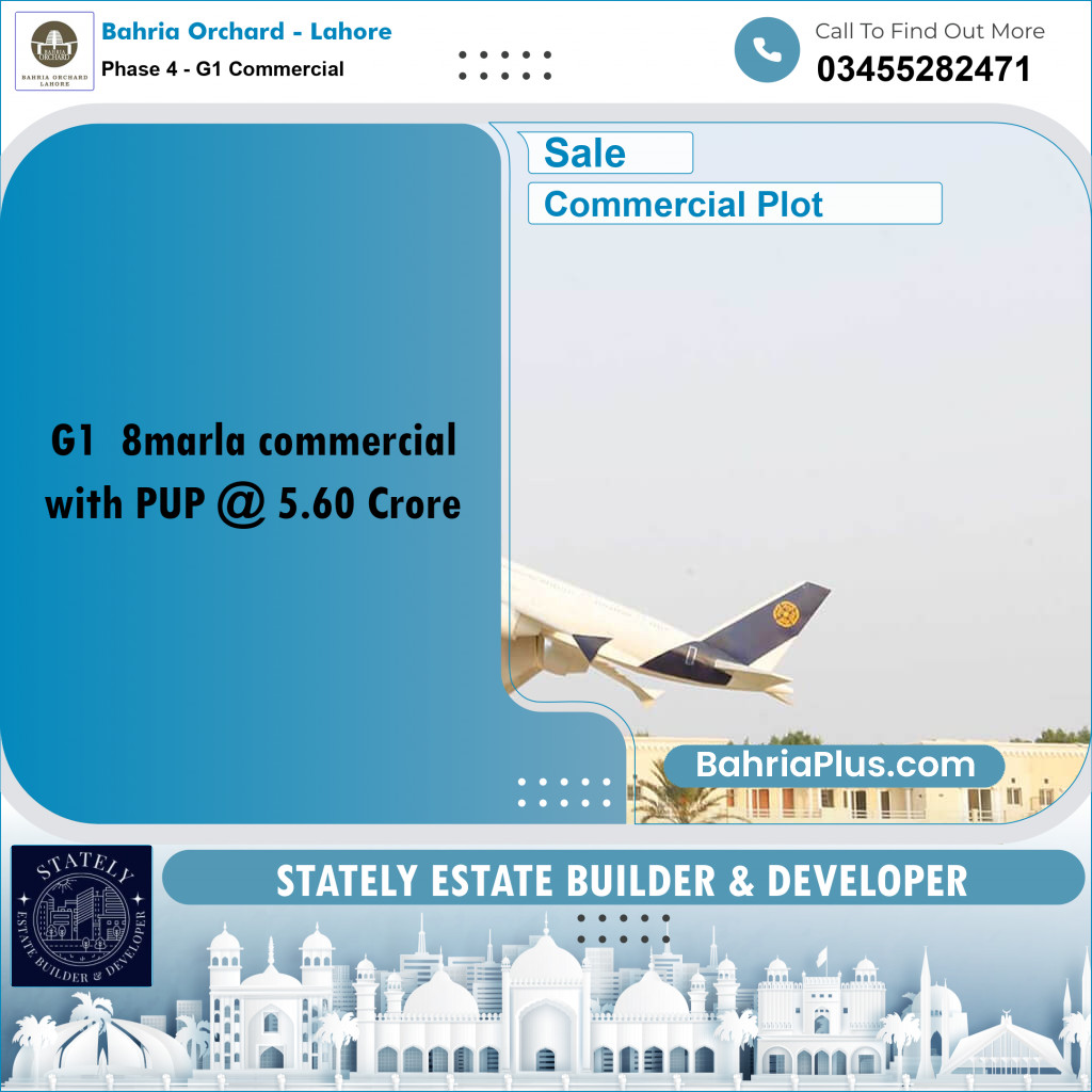 8 Marla Commercial Plot for Sale in Phase 4 - G1 Commercial - Bahria Orchard, Lahore - (BP-205247)