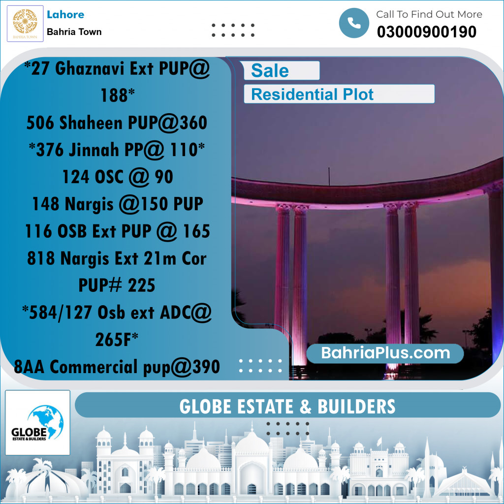 Residential Plot for Sale in Bahria Town, Lahore - (BP-205267)