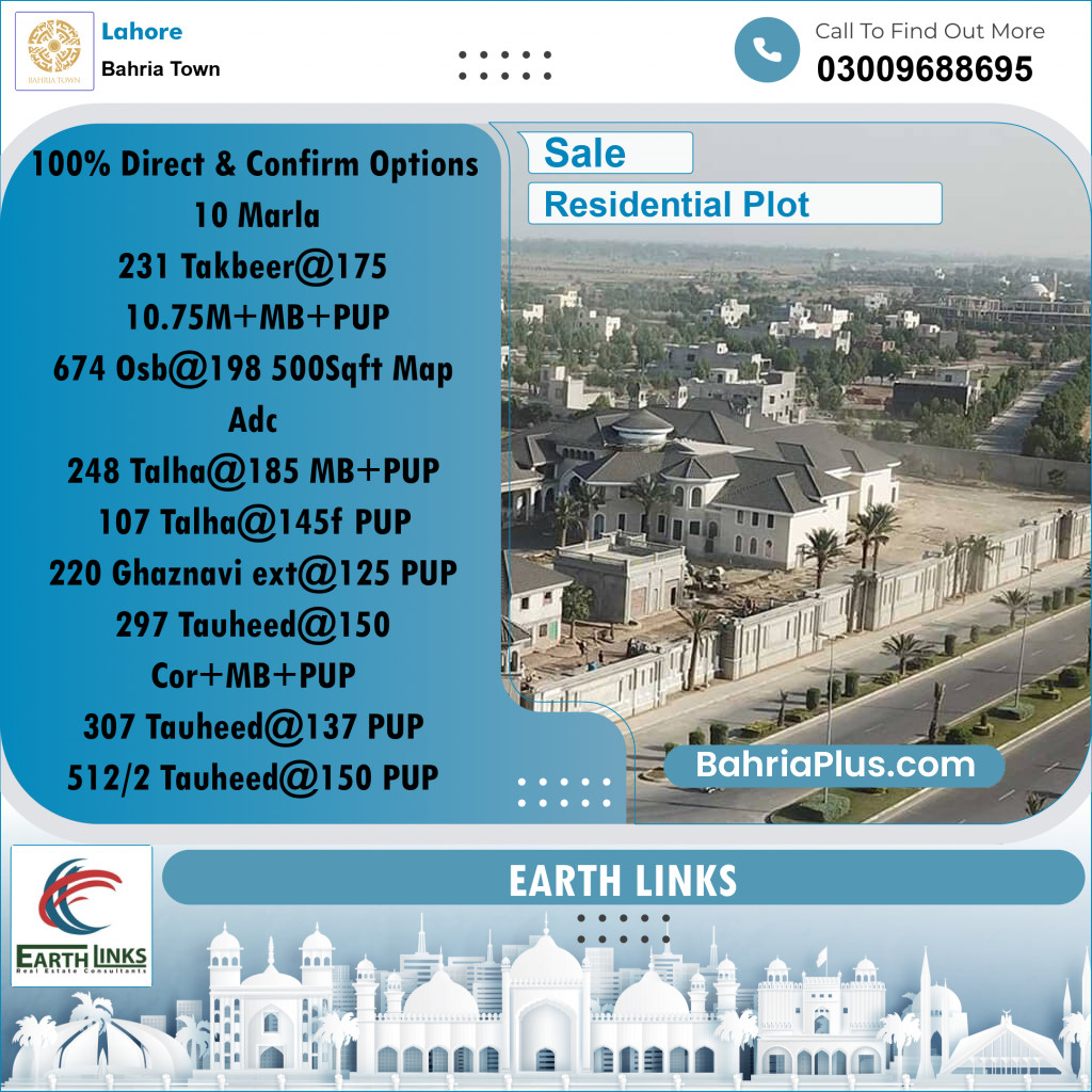 Residential Plot for Sale in Bahria Town, Lahore - (BP-205325)
