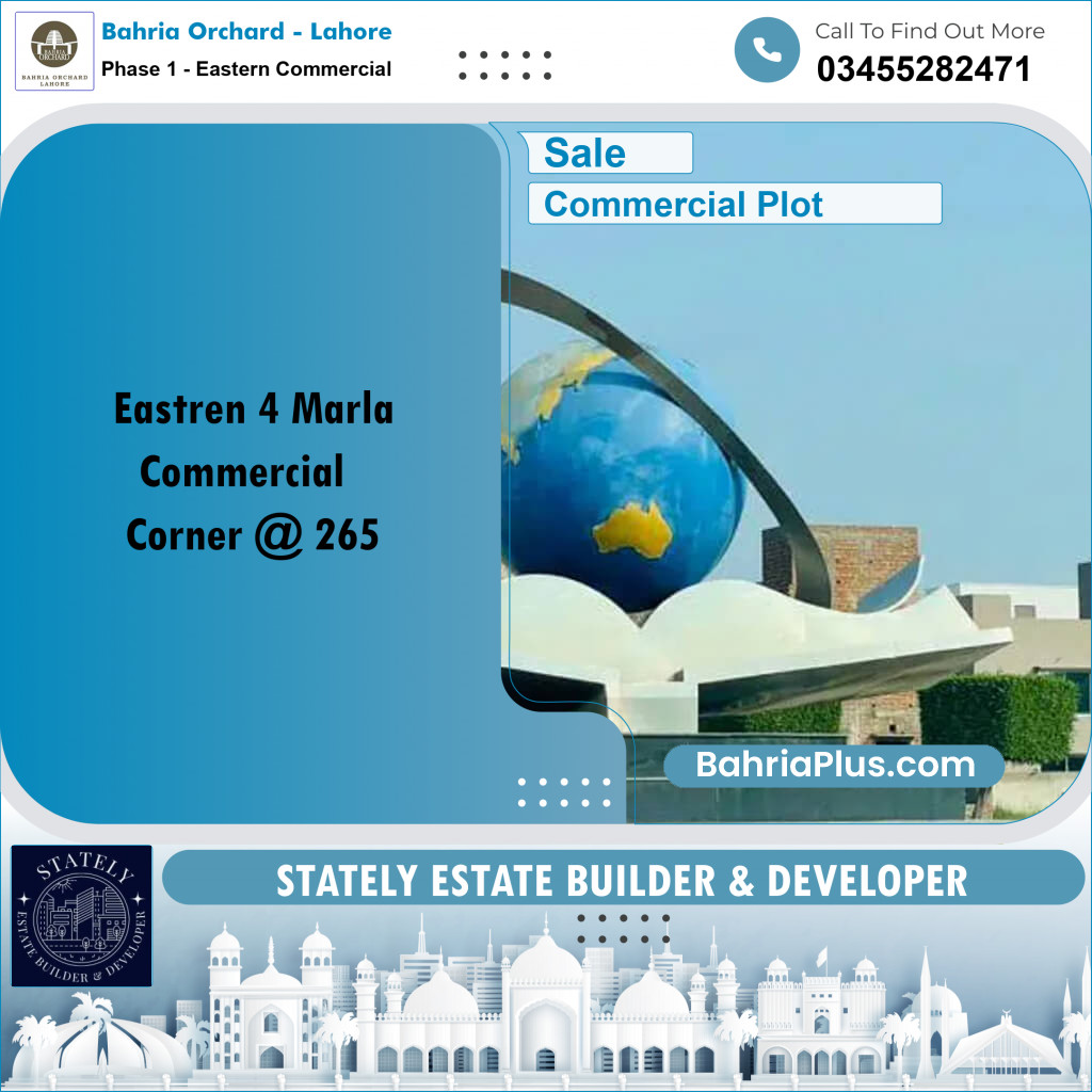 4 Marla Commercial Plot for Sale in Phase 1 - Eastern Commercial -  Bahria Orchard, Lahore - (BP-205371)