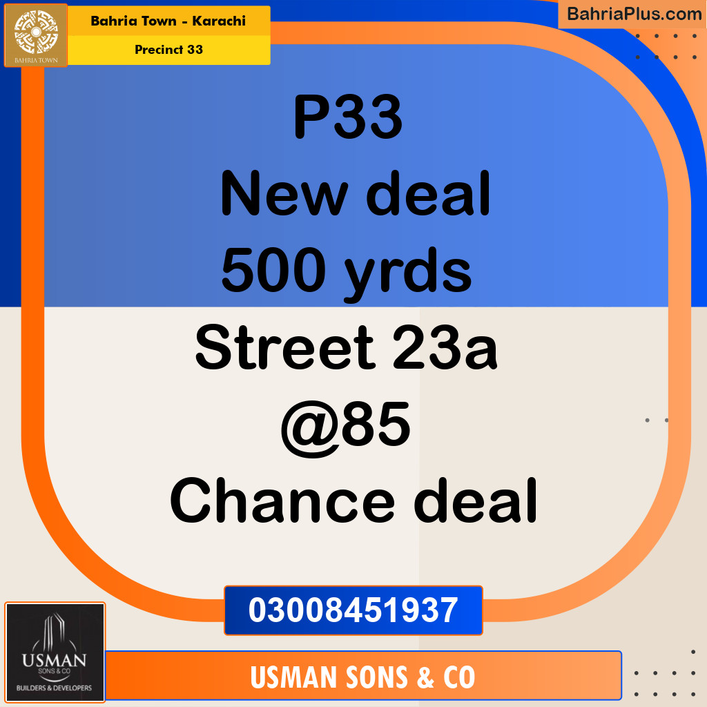 Residential Plot for Sale in Precinct 33 -  Bahria Town, Karachi - (BP-205408)