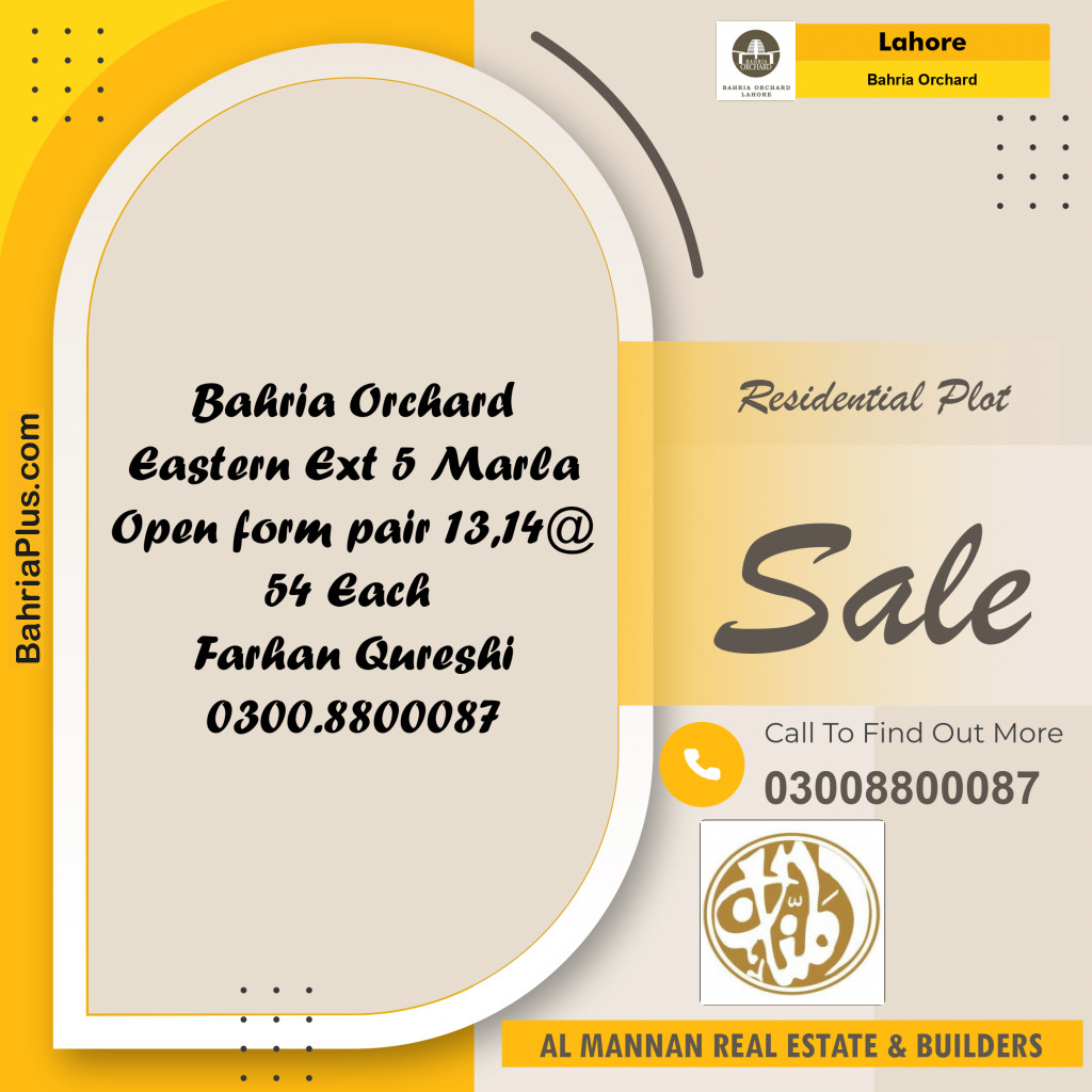Residential Plot for Sale in Bahria Orchard, Lahore - (BP-205451)