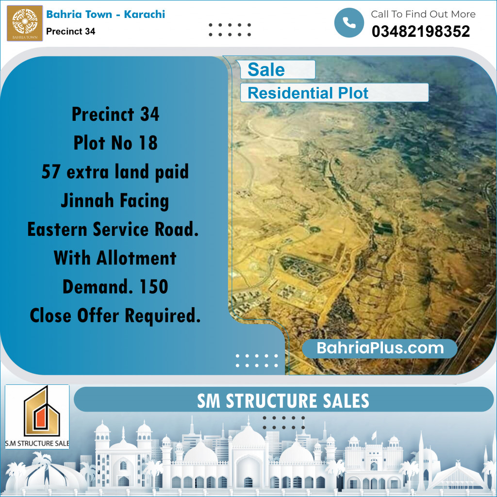 307 Sq. Yards Residential Plot for Sale in Precinct 34 -  Bahria Town, Karachi - (BP-205524)