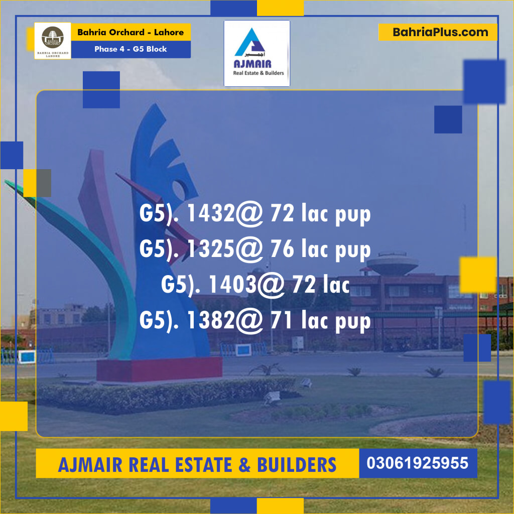 Residential Plot for Sale in Phase 4 - G5 Block -  Bahria Orchard, Lahore - (BP-205627)