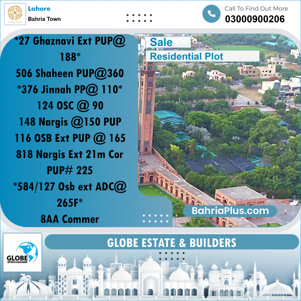Residential Plot for Sale in Bahria Town, Lahore - (BP-205640)