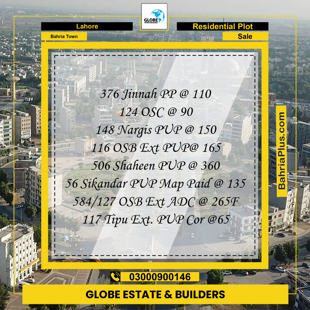 Residential Plot for Sale in Bahria Town, Lahore - (BP-205780)