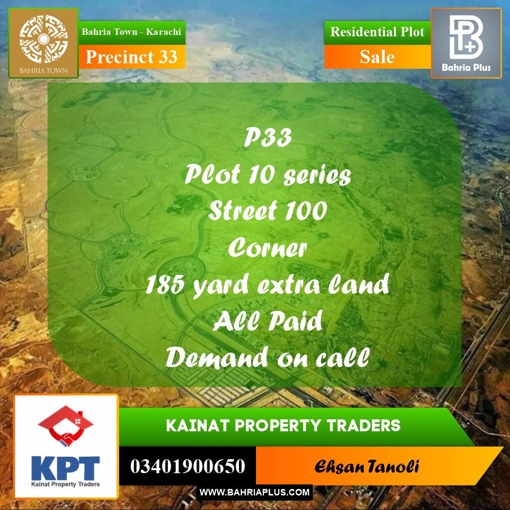 Residential Plot for Sale in Precinct 33 -  Bahria Town, Karachi - (BP-205814)