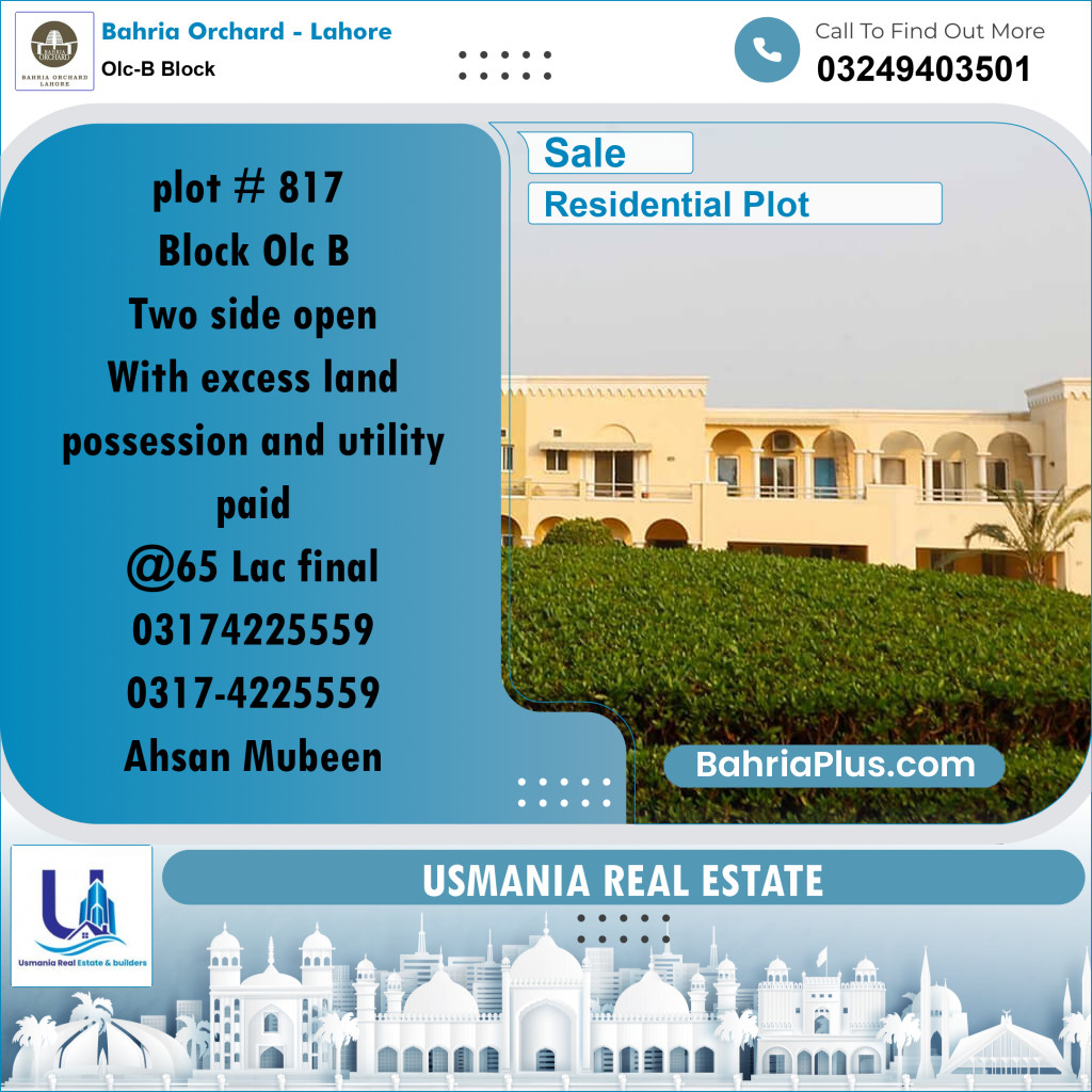 5 Marla Residential Plot for Sale in OLC-B Block -  Bahria Orchard, Lahore - (BP-205828)