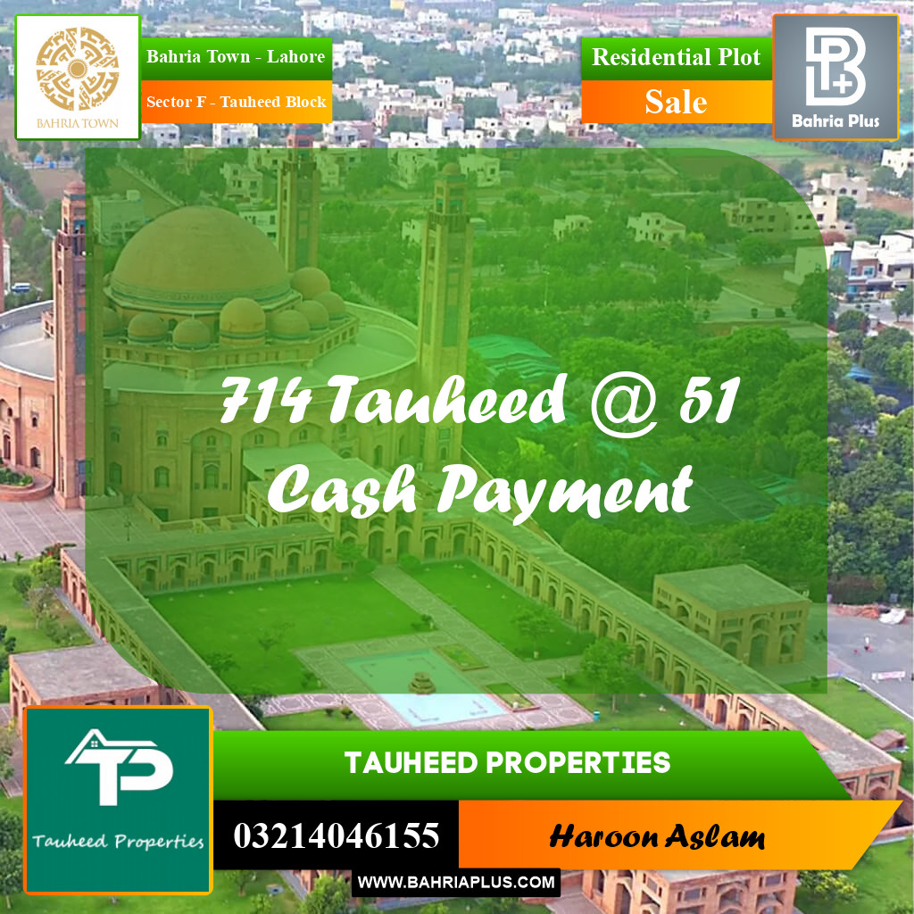 5 Marla Residential Plot for Sale in Sector F - Tauheed Block -  Bahria Town, Lahore - (BP-205835)