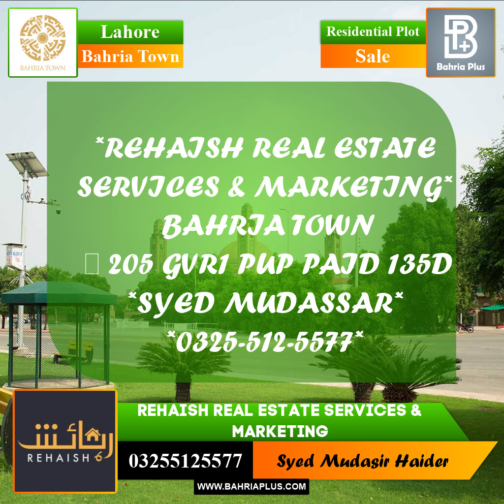 Residential Plot for Sale in Bahria Town, Lahore - (BP-205848)