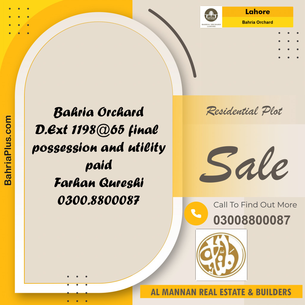 Residential Plot for Sale in Bahria Orchard, Lahore - (BP-205935)