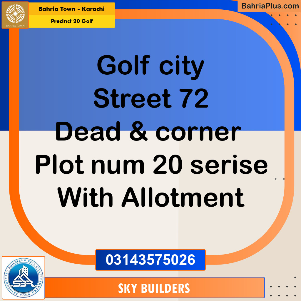 500 Sq. Ft. Residential Plot for Sale in Precinct 20 Golf - Bahria Town, Karachi - (BP-205969)
