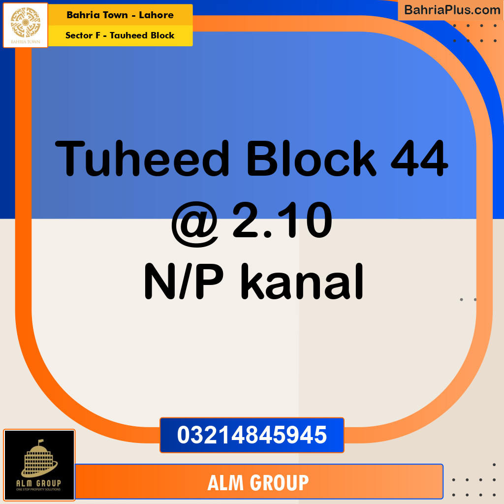 20 Marla Residential Plot for Sale in Sector F - Tauheed Block -  Bahria Town, Lahore - (BP-205980)