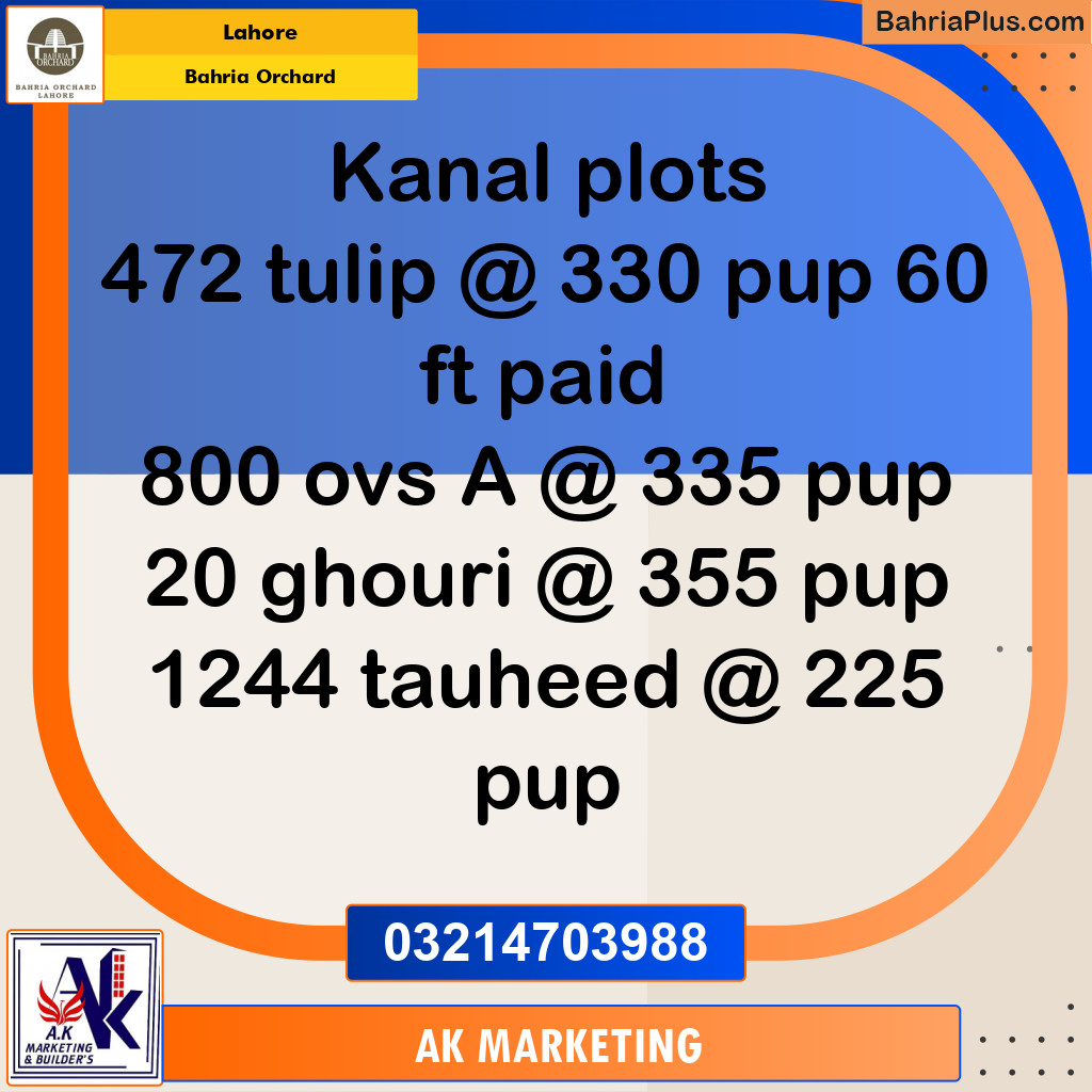 Residential Plot for Sale in Bahria Orchard, Lahore - (BP-205984)