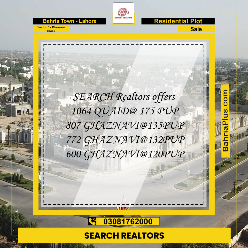 10 Marla Residential Plot for Sale in Sector F - Ghaznavi Block - Bahria Town, Lahore - (BP-205988)