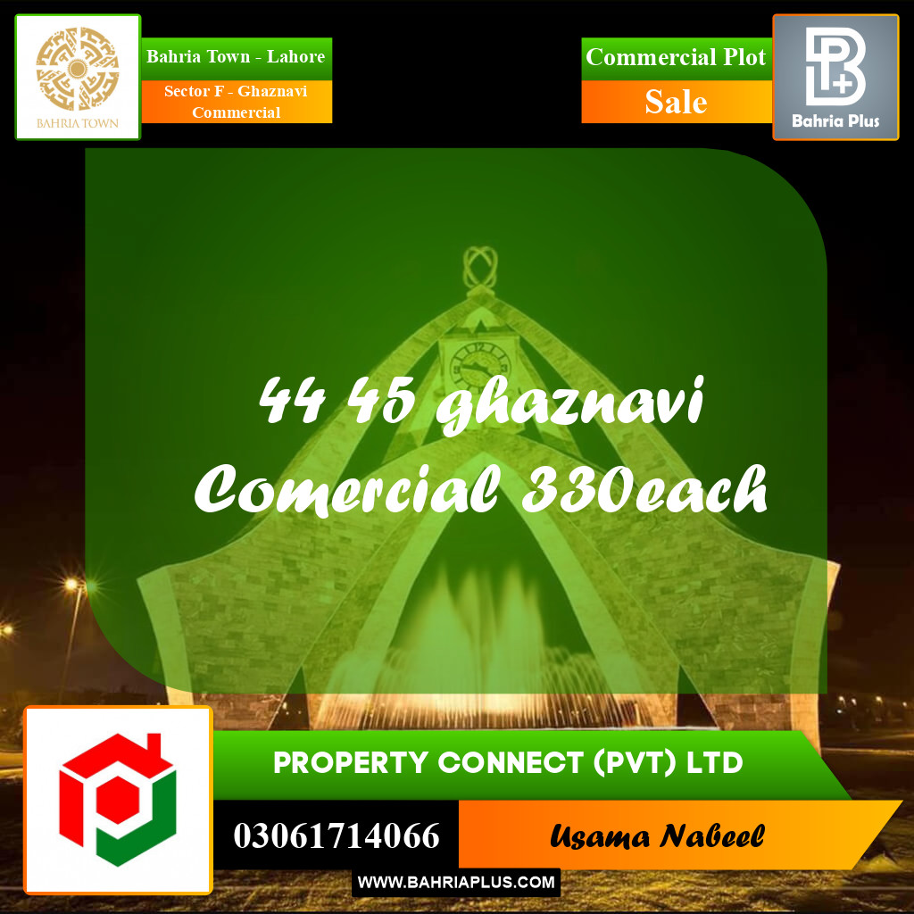 Commercial Plot for Sale in Sector F - Ghaznavi Commercial - Bahria Town, Lahore - (BP-206006)