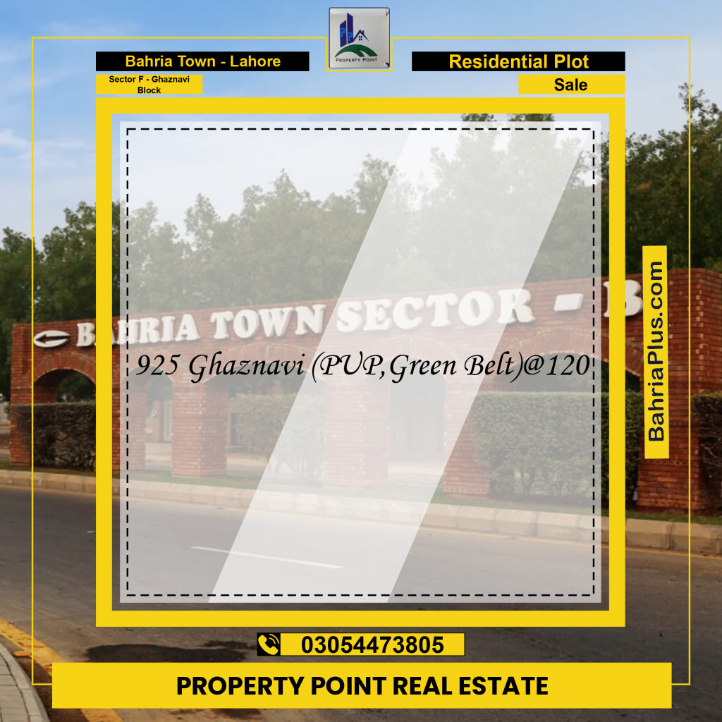 10 Marla Residential Plot for Sale in Sector F - Ghaznavi Block -  Bahria Town, Lahore - (BP-206032)