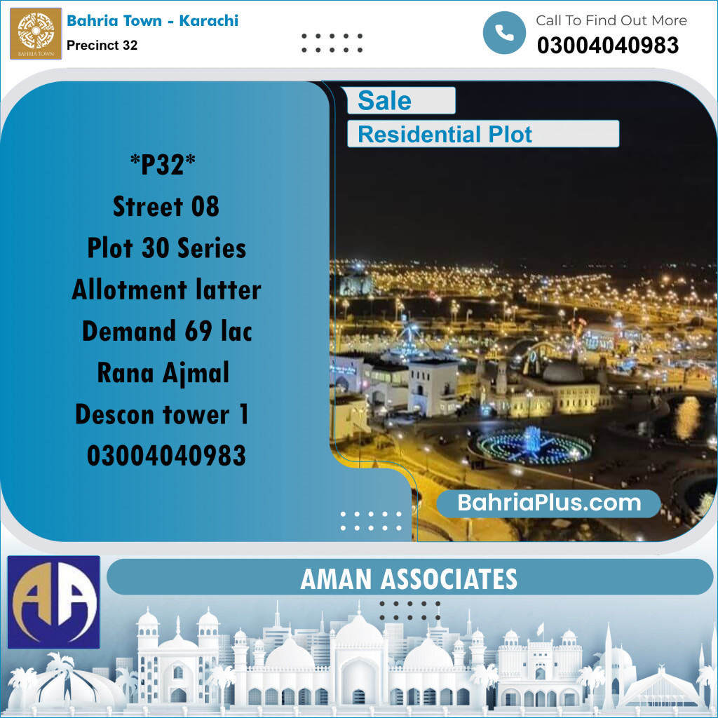 Residential Plot for Sale in Precinct 32 - Bahria Town, Karachi - (BP-206042)