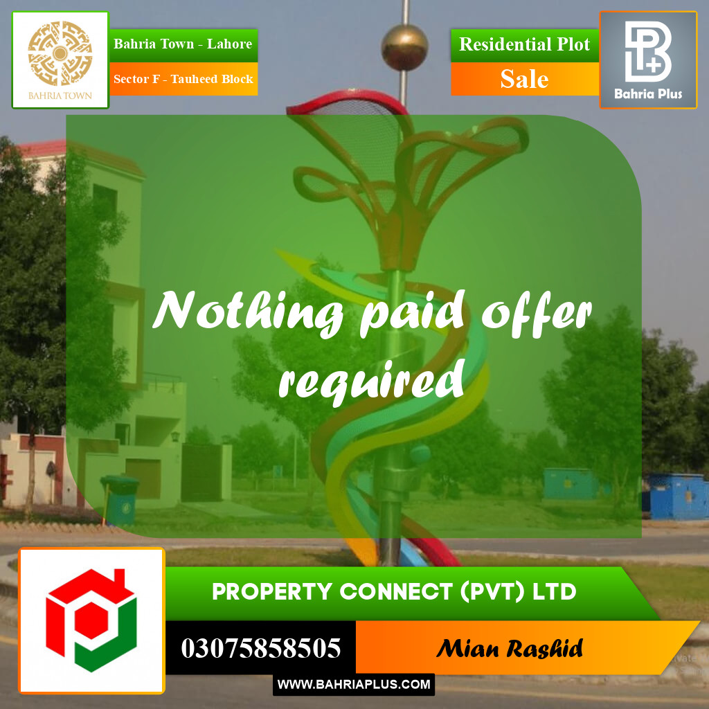 10 Marla Residential Plot for Sale in Sector F - Tauheed Block -  Bahria Town, Lahore - (BP-206057)