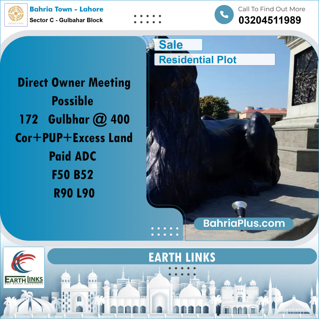 1 Kanal Residential Plot for Sale in Sector C - Gulbahar Block -  Bahria Town, Lahore - (BP-206083)