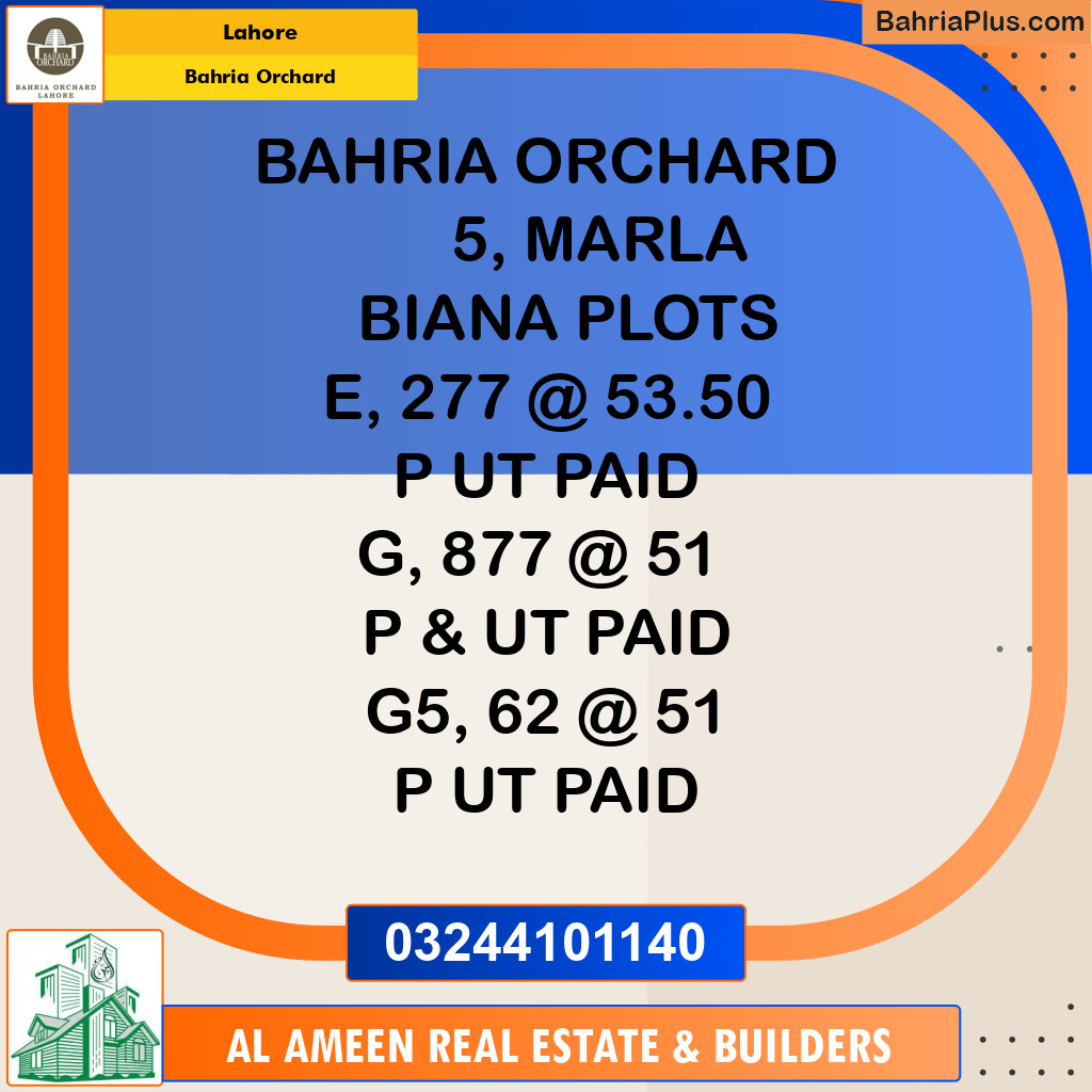 Residential Plot for Sale in Bahria Orchard, Lahore - (BP-206100)