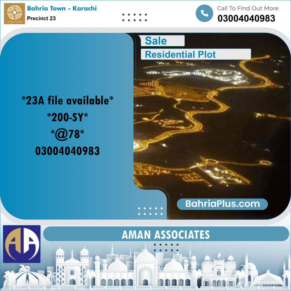 Residential Plot for Sale in Precinct 23 -  Bahria Town, Karachi - (BP-206107)