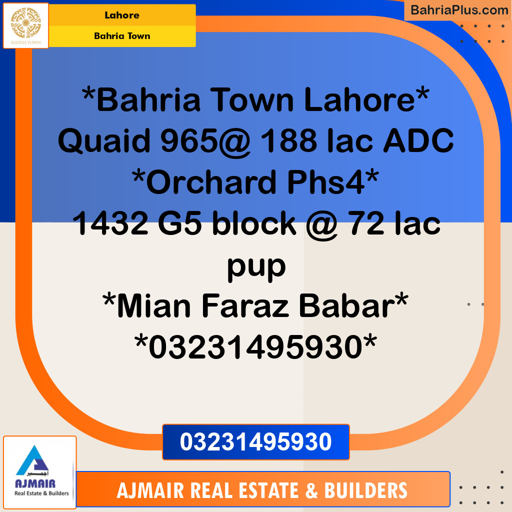 Residential Plot for Sale in Bahria Town, Lahore - (BP-206125)