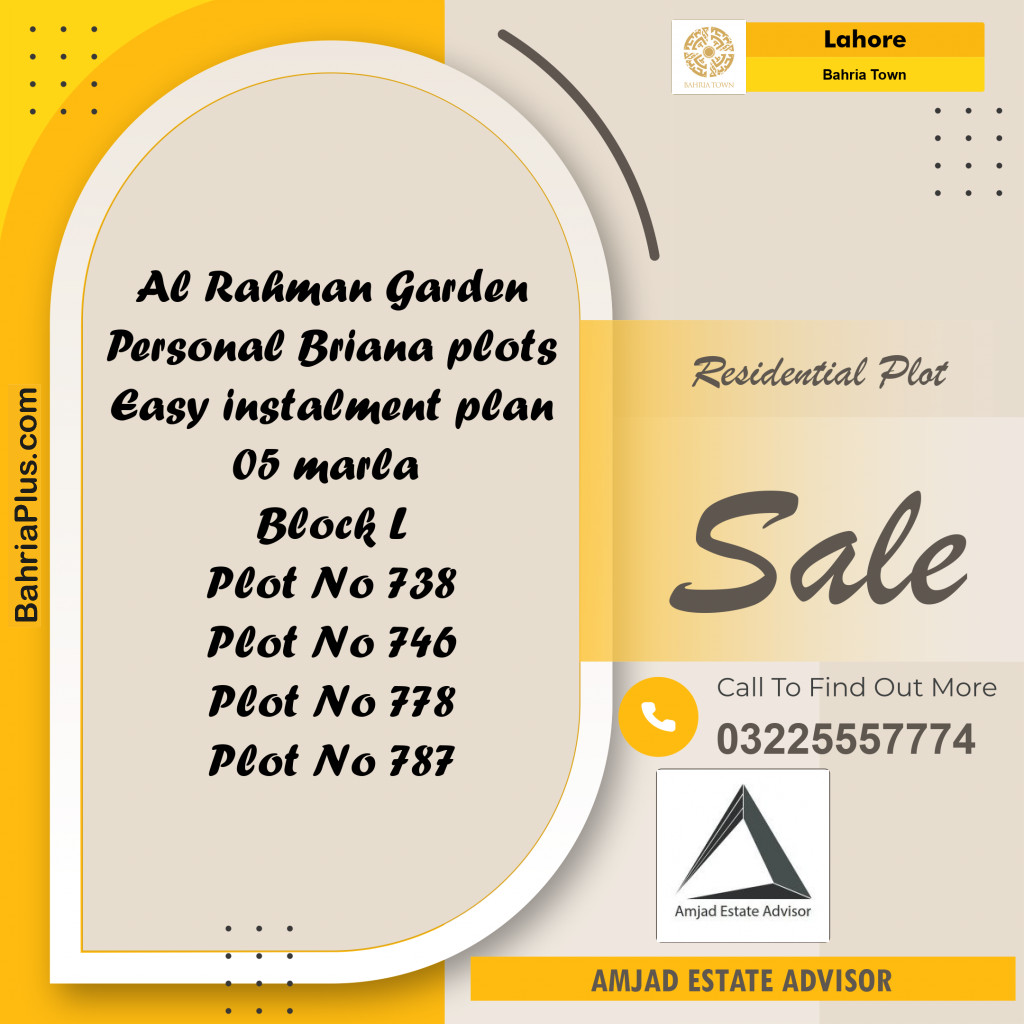 Residential Plot for Sale in Bahria Town, Lahore - (BP-206161)