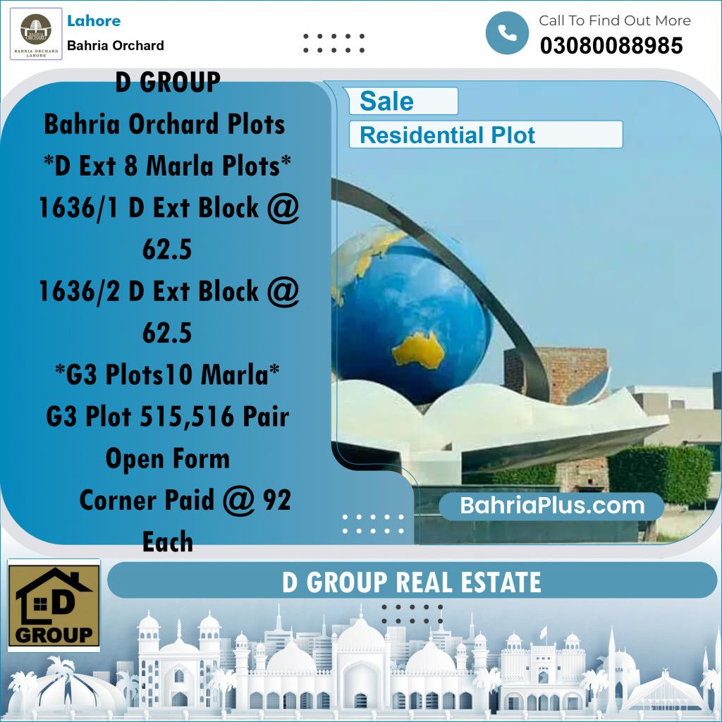 Residential Plot for Sale in Bahria Orchard, Lahore - (BP-206233)