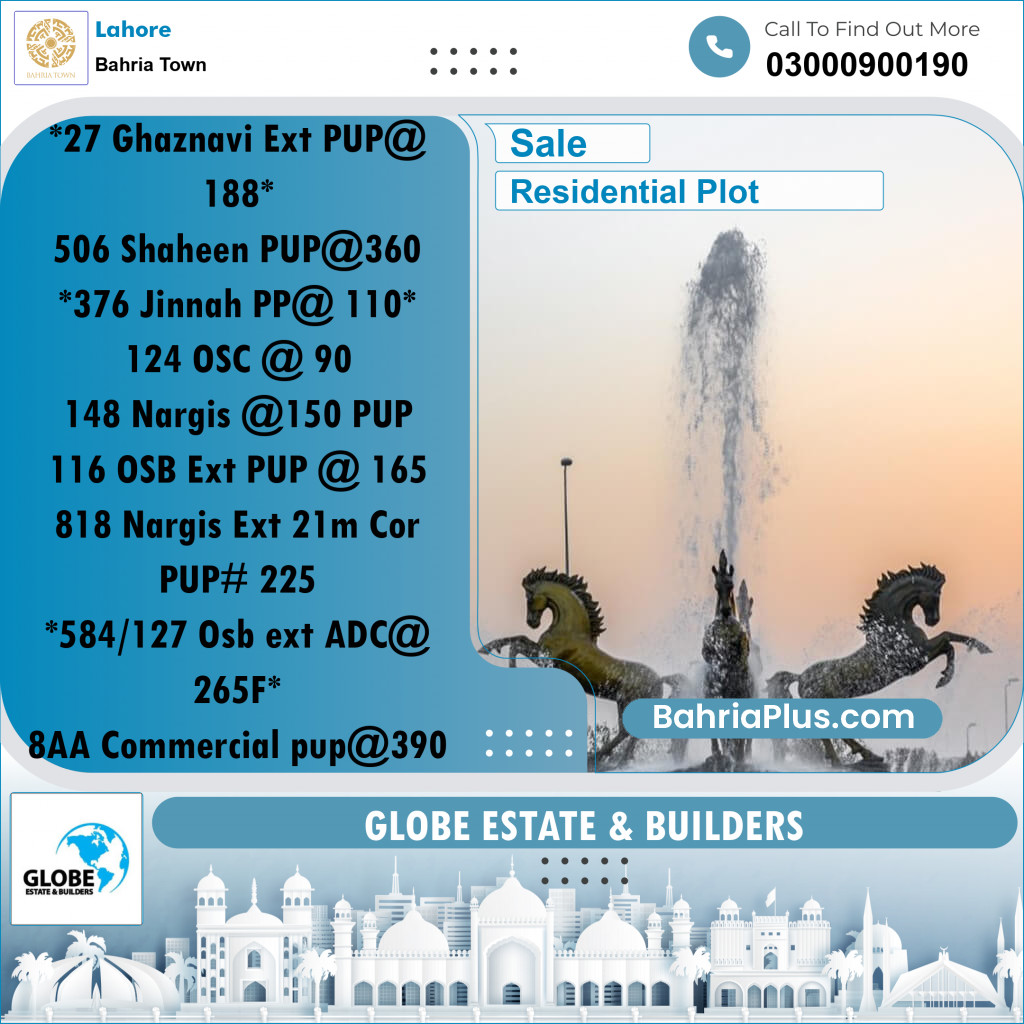 Residential Plot for Sale in Bahria Town, Lahore - (BP-206274)