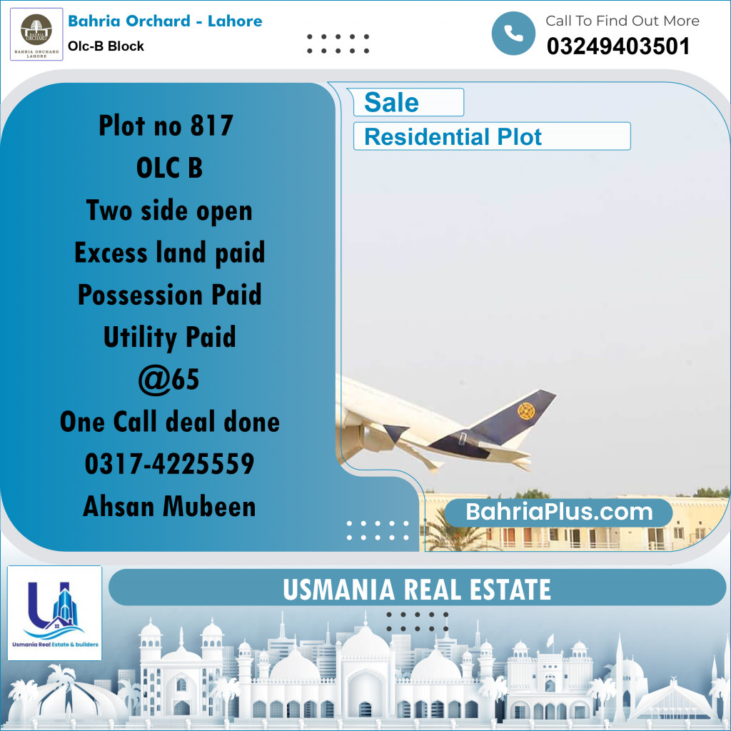 5 Marla Residential Plot for Sale in OLC-B Block -  Bahria Orchard, Lahore - (BP-206278)