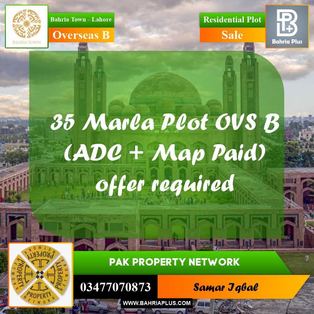 35 Marla Residential Plot for Sale in Overseas B -  Bahria Town, Lahore - (BP-206292)