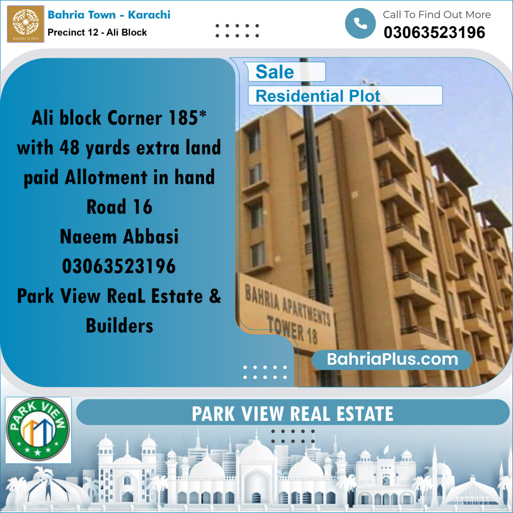 125 Sq. Yards Residential Plot for Sale in Precinct 12 - Ali Block -  Bahria Town, Karachi - (BP-206298)