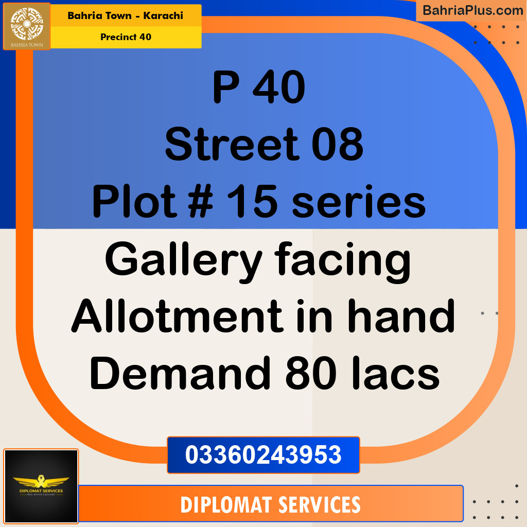 250 Sq. Yards Residential Plot for Sale in Precinct 40 -  Bahria Town, Karachi - (BP-206311)